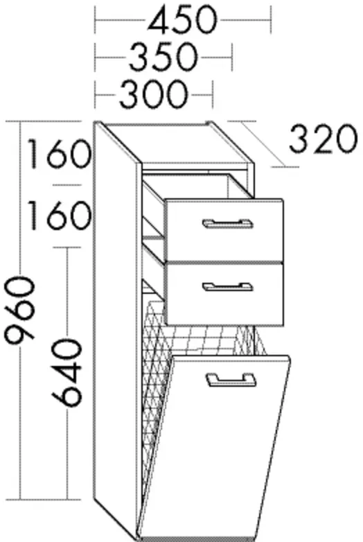 Burgbad Halbh.Schrank Sys30 PG3 Diago 960x350x320 Sandstein Solid Matt, UH3545F6556 UH3545F6556