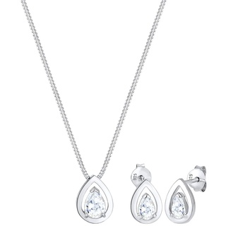 Elli Schmuckset Damen Tropfen Drop mit Zirkonia Kristalle in 925 Sterling Silber