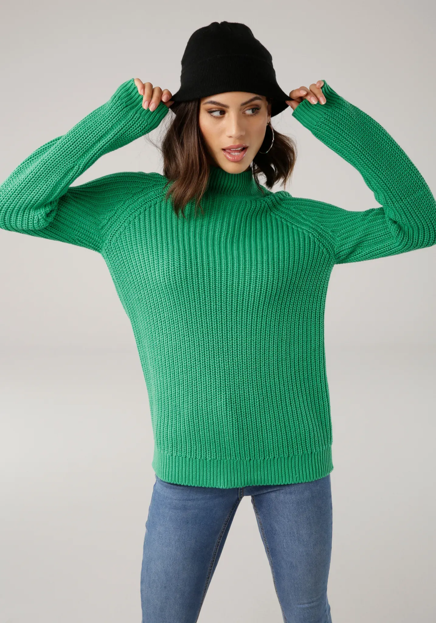 Laura Scott Strickpullover, mit Stehkragen Laura Scott grasgrün 38