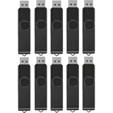 Kepmem USB 2.0 Speicherstick Metall Drehdesign USB Stick 10er Pack 2 GB Flash Drive Bis zu 15 MB/s Mit LED Licht Mini Datenstick USB Stick Set zur Datenspeicherung,Black