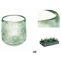 Gift Decor Windlicht Kerzenschale Streifen grün Glas 9 x 9,5 x 9 cm 12 Stück grün