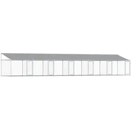 vidaXL Hundezwinger mit Dach und Türen 12 x 2 x 2 m Stahl Grau