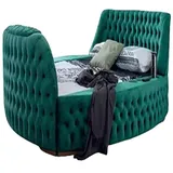 Xlmoebel Bett Luxuriöses Hotelbett in Grün mit Rundbett und Aufzug - Chesterfield (1-tlg., Bett + Matratze), Hergestellt in Europa grün