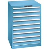 LISTA Schubladenschrank 36x36E, (BxTxH) 717x725x1000mm, 9 Schubladen TK 200kg, 9 x 100, lichtblau, RFID Lock