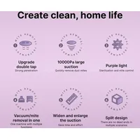 3-IN-1 Tragbarer Staubmilbenentferner und Staubsauger, 10000 Pa Saugleistung, 8000 Mal/min Beat UV-C-Licht, LCD-Digitalanzeige, Milbensauger mit ab... - Grau