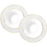 wilmax england Tiefer Teller mit Goldmuster – 2er-Set – Ø 22,5 cm – Weißer Porzellanteller, 450 ml