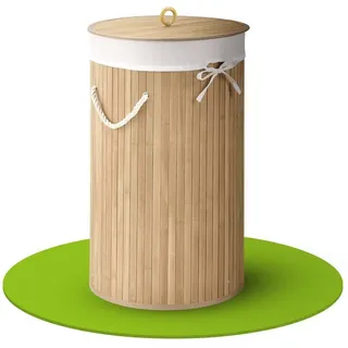 Juskys Bambus Wäschekorb Curly-Round & Natur