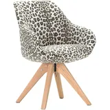 Livetastic Armlehnstuhl, Beige, Textil, Eiche, massiv, Animalprint, eckig, 60x83x65 cm, Sitzfläche 360° drehbar, Esszimmer, Stühle, Esszimmerstühle, Armlehnenstühle