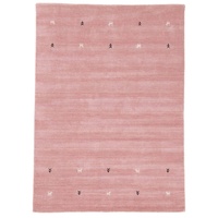 carpetfine Wollteppich Gabbeh Uni Rosa 140x200 cm | Moderner Teppich für Wohn- und Schlafzimmer