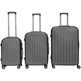 BERWIN Kofferset 3-teilig Reisekoffer Koffer Trolley Hartschalenkoffer ABS Teleskopgriff Beautycase Modell ARES (Grau)