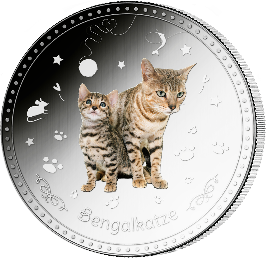 „Die beliebtesten Katzenrassen“ auf vollversilberten Gedenkprägungen – Ihr Start: „Bengalkatze“