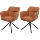 Mendler 2er-Set Esszimmerstuhl HWC-K33, Küchenstuhl Stuhl, drehbar Auto-Position, Stoff MVG ~ Wildleder-Optik braun