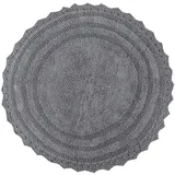 Runde Badematte mit Häkelmuster, Baumwolle, saugfähig, weich, wendbar, gewebt, rund, 61 cm, Titangrau