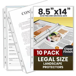 Performore 10 Stück 8,5 x 14 Stück Legal Size Heavy Clear Sheet Protectors, Plastic Legal Paper Sleeves, Clear Archival Quality, Long Sheet Protectors for Binders Documents