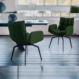 KAWOLA Esszimmerstuhl BARO Drehstuhl mit Armlehnen Stoff grün