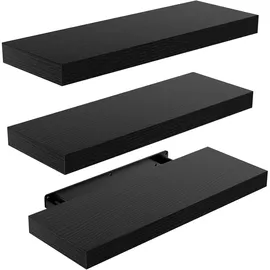 luxuskollektion Wandregal 3er-Set Holz schwarz belastbar bis 9,98 kg