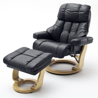 MCA Furniture Calgary XXL mit Hocker, bis 180 kg belastbar, Echtleder schwarz natur