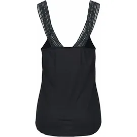 LASCANA Strandtop LASCANA, Damen, Gr. 44/46, schwarz, Jersey, Obermaterial: 100% Viskose. Spitze: 100% Baumwolle, unifarben, figurumspielend hüftlang, V-Ausschnitt, Tops Strandtop, mit Trägern aus Häkelspitze, sommerliches Damentop