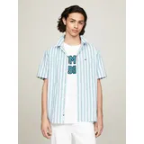 Tommy Jeans Kurzarmhemd »TJM STRIPE LINEN SS SHIRT EXT«, Gr. XL N-Gr, timeless teal stripe, , 10317549-XL N-Gr