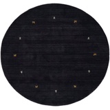 carpetfine Wollteppich »Gabbeh Uni«, rund, reine Wolle handgewebt, Gabbeh Tiermotiv warmes Raumklima viele Größen, schwarz