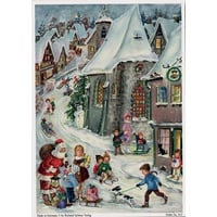 Richard Sellmer Verlag Nostalgischer Adventskalender / Weihnachtskalender mit Bildern und Glimmer für Kinder und Erwachsene Rodelfreuden