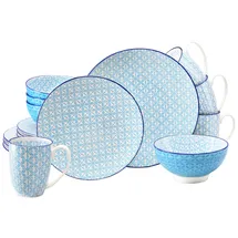 CreaTable Kombiservice Mediterran 16-tlg. blau/Traditionell keramische Motive