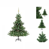 vidaXL Künstlicher Weihnachtsbaum Nordmann LED & Kugeln Grün 210 cm