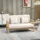 Homcom 2 Sitzer Sofa, Couch mit 2 Lendenkissen, Gepolsterter Polstersofa mit Holzrahmen, Leinenoptik, für kleine Räume, Beige