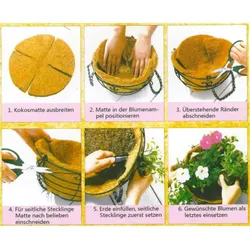 BURI Pflanzeinlage für Pflanzkörbe und Blumenampeln 65cm Kokos-Einleger Kokosfaser 65