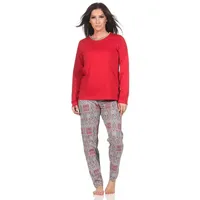 Normann Schlafanzug Pyjama langarm Ethnolook - 88779 in rot