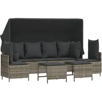 VidaXL 5-tlg. Garten-Sofagarnitur mit Kissen Grau Poly Rattan