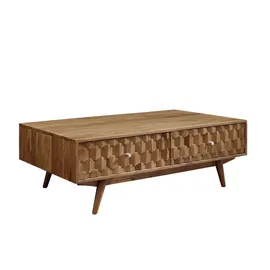 MASSIVMOEBEL24.DE Couchtisch Mosayk Beige Akazie 120 x 70 x 40 cm
