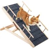 Queiting Hunderampe Treppen & Stufen für Hunde Haustierrampe Klappbare und höhenverstellbare Hundetreppe aus hochwertigem HolzRutschfeste Belastbarkeit bis 80kg Verstellbereich von 30cm bis 60cm