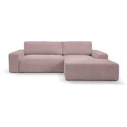 Ecksofa WERK2 "Hugo-L L-Form", rosa (rose), B:267cm H:85cm T:167cm, 90% Polyester, 10% Nylon, Sofas, Design Ecksofa in Cord mit Schlaffunktion & Bettkasten