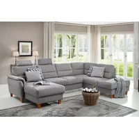Wohnlandschaft HOME AFFAIRE "Palmera U-Form, B: 308 cm", silber, B:308cm H:89cm T:212cm, 100% Polyester;Struktur (100% Polyester);Luxus-Microfaser in Lederoptik (100% Polyester), Sofas, Wohnlandschaft, optional Bettfunktion & Bettkasten, Federkern