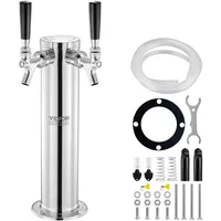 Vevor Bierzapfturm mit zwei Zapfhähnen, Bierfassturm aus Edelstahl, Kegerator-Turm-Kit mit Vormontierten Schläuchen & Selbstschließenden Zapfhähnen für Partys, Bars, Pubs und Restaurants usw.