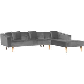 Beliani Ecksofa Grau Linksseitig Schlaffunktion Modern Wohnzimmer - Grau/Hellbraun