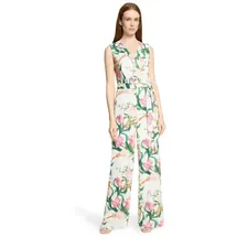 Vera Mont Damen Jumpsuit mit Bindegürtel 48, Cream/Rosé - 48W