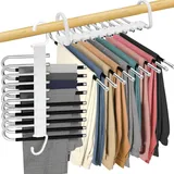 9 in 1 Hosenbügel Kleiderbügel Platzsparend,Platzsparende Kleiderbügel Hosen,Hosenbügel Platzsparend Metall,rutschfest Faltbare Pants Hanger für Hosen,Schals,Jeans,Kleidung,Handtücher