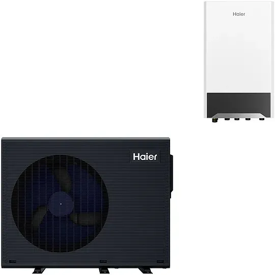 Haier Hydro-Split Luft-Wasser-Wärmepumpe Außeneinheit 12 kW mit Split Inneneinheit, inkl. Erstinbetriebnahme - HPM12-TND2-H/HPM10(12)-TND2-WW1