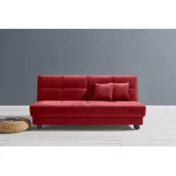 Schlafsofa ELL + ELL "Tilda", rot, B:185cm H:90cm T:100cm, 100% Polyester, Sofas, Breite 185 cm, inkl. 2 Zierkissen