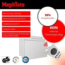 Mephisto Infrarotheizung inkl. Fernbedienung und Thermostat WIFI APP Steuerung 1000W, inkl. Deckenmontage-Set