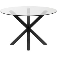 Glastisch Full Argo rund mit schwarzen Stahlbeinen Ø 119 cm