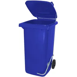 BRB 240 Liter Mülltonne/Müllgroßbehälter, blau, mit Fußpedal für handfreie Bedienung