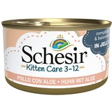 Schesir Cat Jelly Kitten Hühnerfilet mit Aloe Vera , Katzenfutter nass für Kätzchen in Gelee, 24 Dosen x 85 g