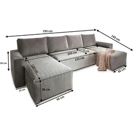 masseno Wohnlandschaft Aspra beige ¦ Maße (cm): B: 295 H: 85