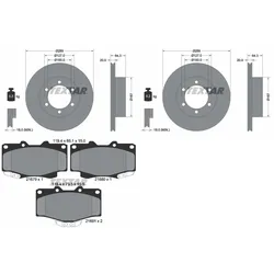 Textar Bremsscheiben 289mm + Beläge Vorne Passend Für Toyota 4runner Hilux Taro: Bremsbelagsatz, Scheibenbremse Toyota: 04465yzz57 Toyota: 0446535260