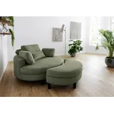 Atlantic Home Collection Loveseat "Ravi, B: 114 cm", grün, B:114cm T:154cm, 100% PES, ATLANTIC HOME COLLECTION, Sessel, XXL- Sessel, mit Stauraumhocker, Rückenstütze & 4 Zierkissen, Topseller