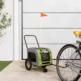 Runheo Fahrradanhänger für Haustiere Grün Grau aus Oxford-Stoff und Eisen 125 x 53 x 54 cm faltbar mit Netzfenster Belüftung Tragbar ideal für Hundebuggy Katzenbuggy und Outdoor Transportwagen