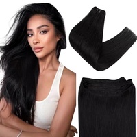 Easyouth Tressen Echthaar Extensions Weaving Tressen Echthaar 100g 18 Zoll Farbe Pechschwarz Weft Extensions Echthaar #1